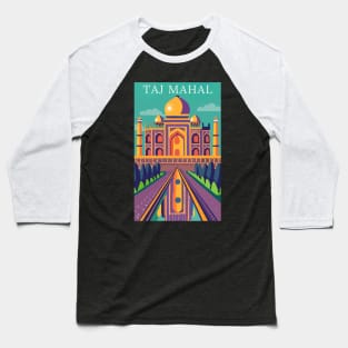 A Vintage Travel Art of the Taj Mahal in Agra - India Baseball T-Shirt